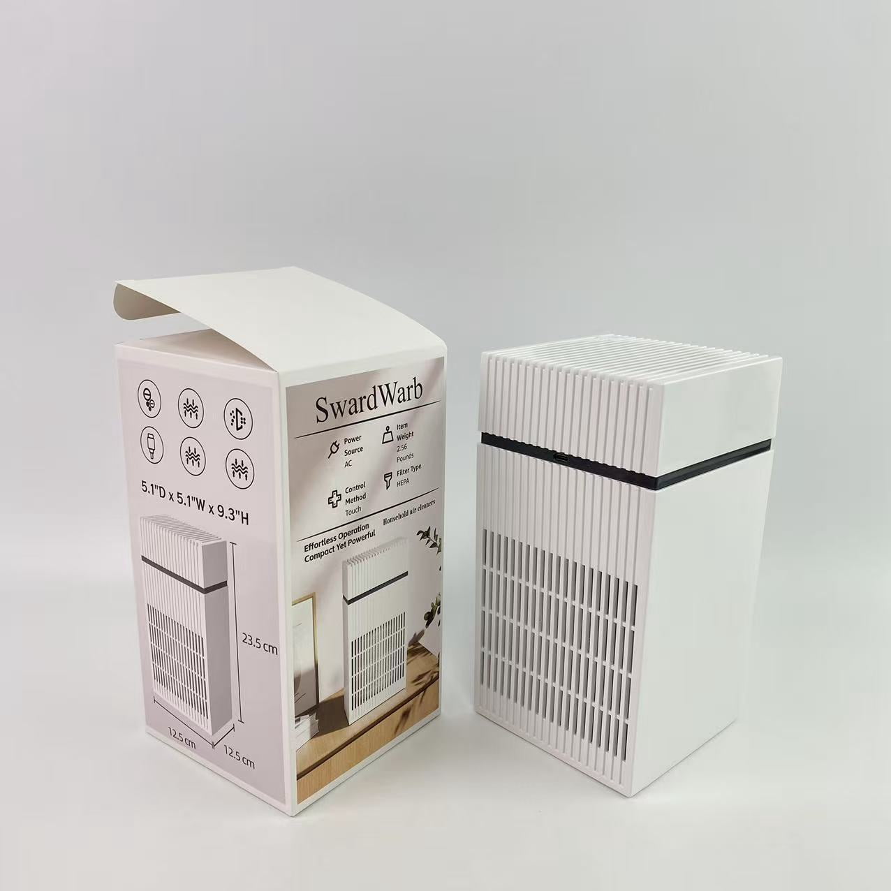 SwardWarb Household air cleaners,Air Purifiers for Home with H13 True HEPA Filter Up to 1076 Ft² for Pet Hair, White