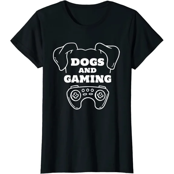 Dogs And Gaming Funny Pug Dog Video Games Lover Gamer Ladies' Crewneck T-Shirt