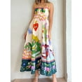 thumbnail image 3 of Hirigin Women Boho Graffiti Cami Long Dress Graphic Spaghetti Strap Flowy Maxi Dress Square Neck Colorful A Line Sundress, 3 of 9