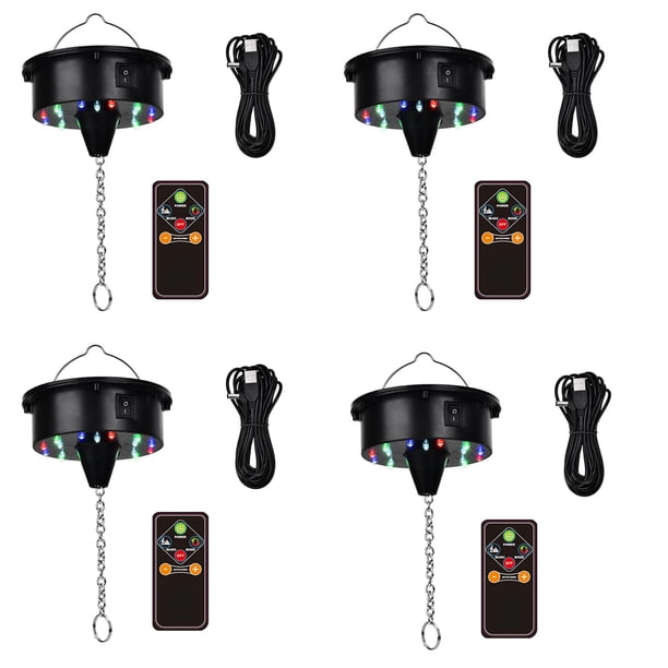 4X Luces de Motor de Bola de Discoteca Giratoria con Control Remoto, 18 LED para Rotador de Bola de Espejo de 12 16 20 24 Pulgadas (Bola No Incluida)
