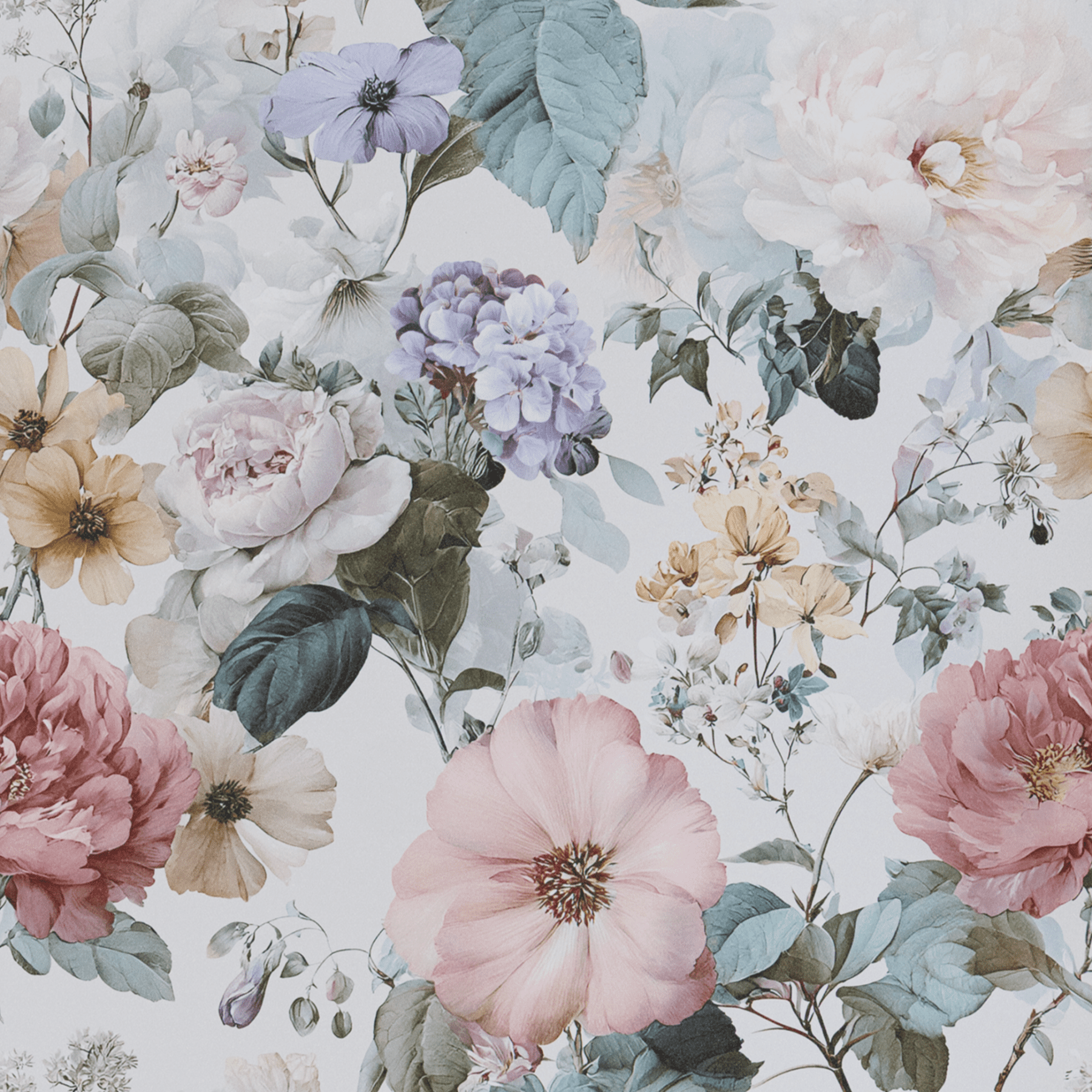 Abyssaly Floral Wallpaper Peel and Stick 17.3" × 118" Vintage Floral Watercolor Self Adhesive Textured Wall Paper Contact Paper Home Decor Wall Covering Old Furniture Renovation