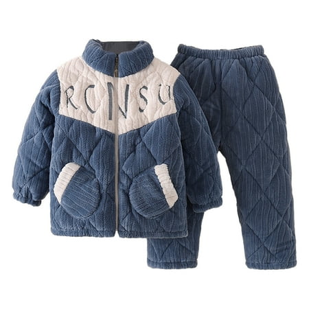 

Boys Pajamas Girls Warm Long Sleeve Zip Up Coat Sleepwear and Pants with Pockets Pajama Set Size 14-16 Y
