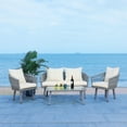 thumbnail image 3 of SAFAVIEH Belmi Outdoor Patio 4 Piece Conversation Set, Grey/Beige, 3 of 5