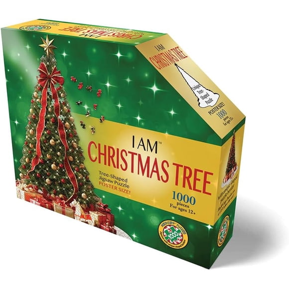 Madd CAPP: I Am Christmas Tree - 1000 Piece Puzzle - Holiday Tree-Shaped Jigsaw Puzzle, 32x38 Finished Size