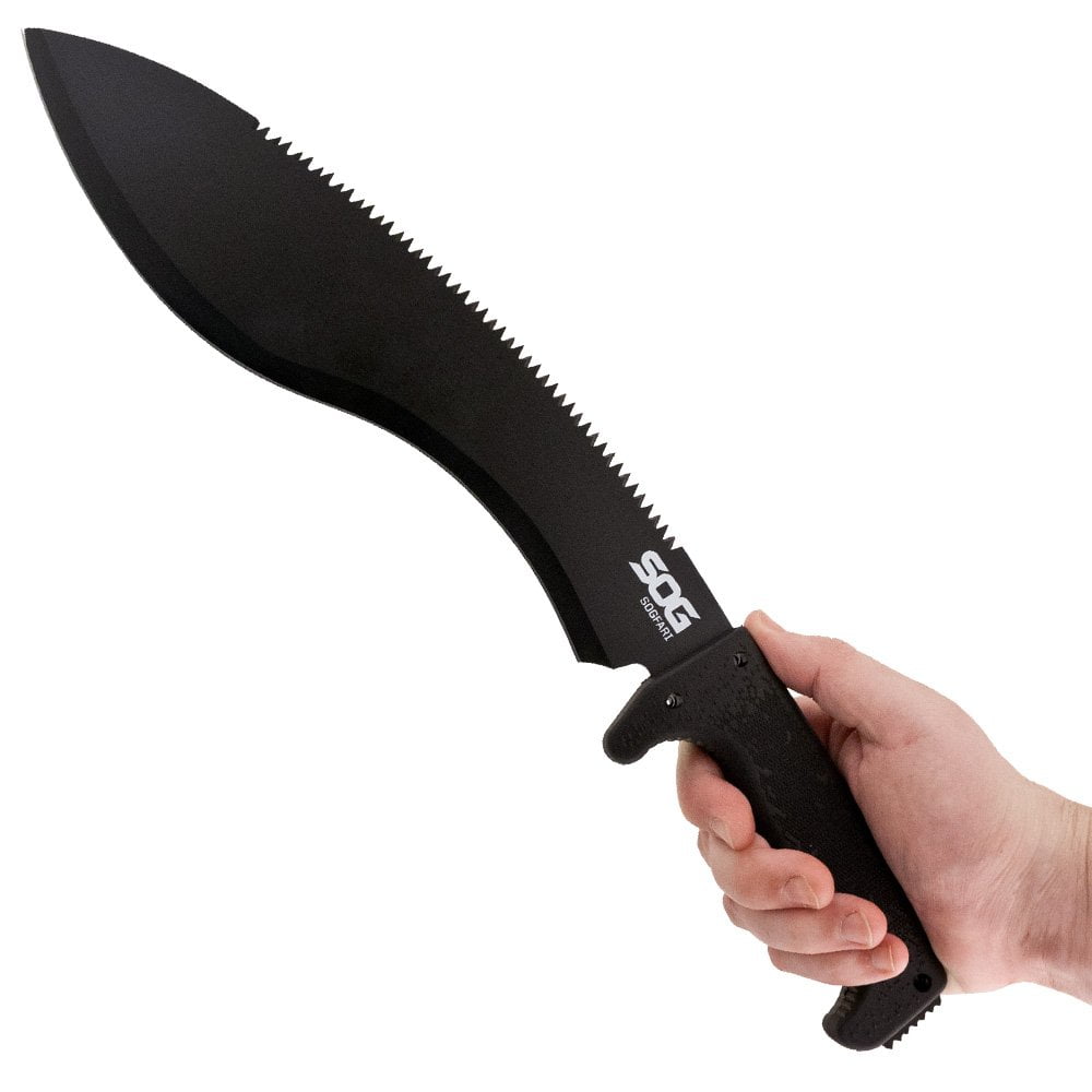 Straight /& Saw Serrated Edge Kukri Machete w// Tough Rubber Handle /& Nylon Sheath