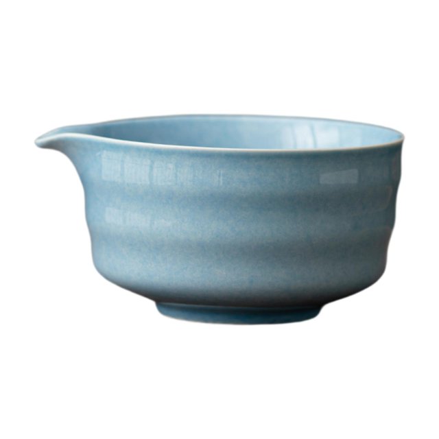Lipstore Ceramic Matcha Bowl Accessories with Pouring Spout for Home Tabletop Kitchen Blue