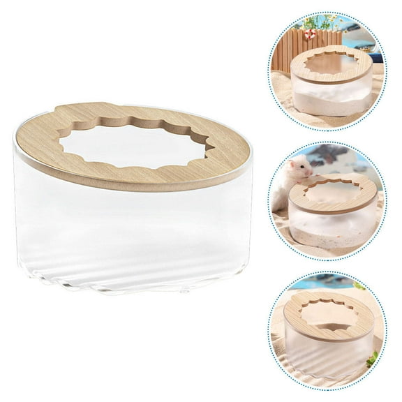 OATIPHO Transparent Hamster Sand Bath Box Practical Rat and Guinea Pig Hideout Bathroom