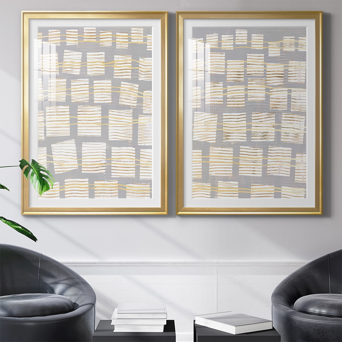 Wexford Home Networks I Premium Framed Print, 22.5" x 30.5" - Ready to Hang, Gold (Set of 2)