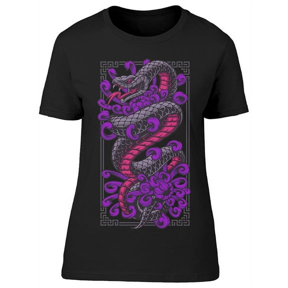 Snake With Purple Flowers T-Shirt Women -Image by Shutterstock, Female 3X-Large