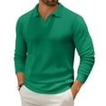 thumbnail image 2 of CharmCyan Men's Casual Collared Long-Sleeve Knit Base Layer Top Turquoise 4XL, 2 of 2