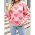 thumbnail image 2 of xiaxaixu Chandail Ample pour Femmes de la Saint-Valentin Motif Cœur Manches Longues Col Rond Tricot, 2 of 9