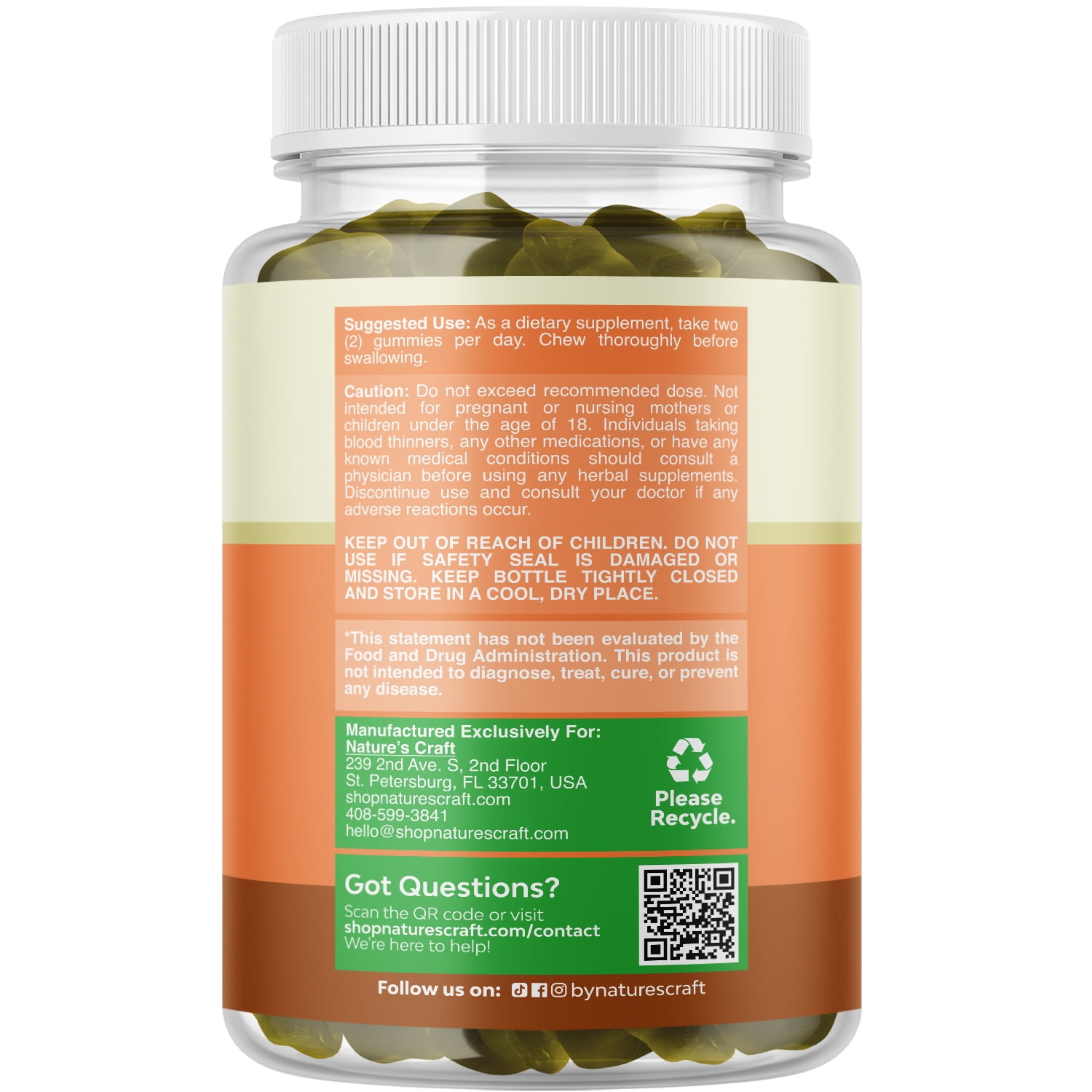 Natures Craft Vegan Thyroid Support Gummies w/ Zinc & Selenium for Healthy Thyroid Function, 60 Ct
