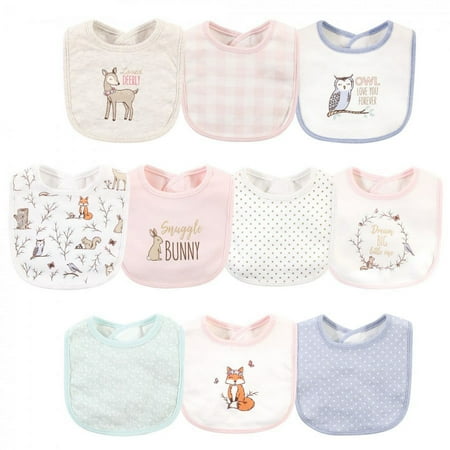 UPC: 0660168549263 | Hudson Baby Infant Girl Cotton Bibs  Enchanted Forest  One Size