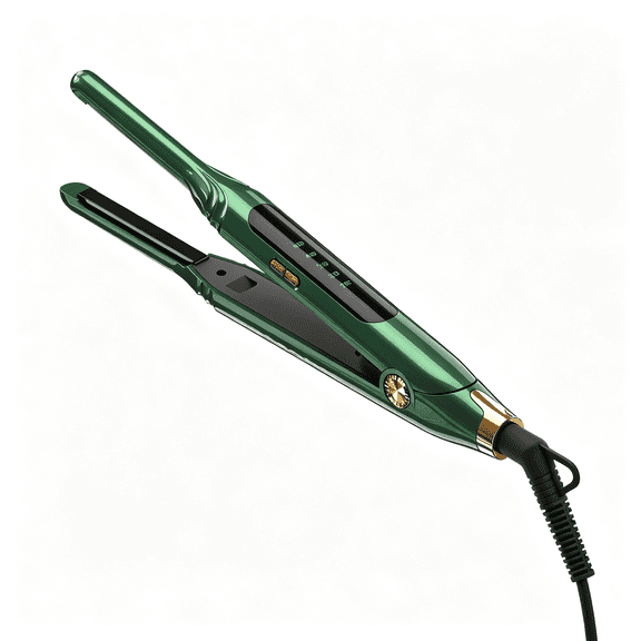 EXLEAF Small Flat Irons for Short Hair,15S Ultra Fast Heat Up Pencil Flat Iron,Negative Ions Mini Flat Iron for Edges,3/10'' Travel Hair Straightener with Led Display Auto Shut Off（Green）
