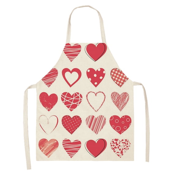Moocorvic 1pc Parent adult the Family Kitchen Valentine's Day Print Linen Family Aprons