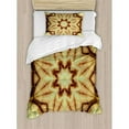 thumbnail image 3 of Tie Dye Decor Queen Size Duvet Cover Set, Trippy Ethnic Thai Mandala Motif with Dirty Grunge Smear and Rough Stains, Decorative 3 Piece Bedding Set with 2 Pillow Shams, Mustard Brown, by Ambesonne, 3 of 3