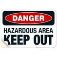 thumbnail image 1 of Danger Hazardous Area Keep Out Sign, OSHA Danger Sign, 10x7 Vinyl Sticker, 1 of 1
