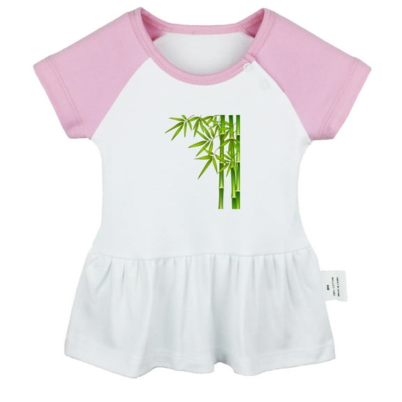 Nature Bamboo Pattern Dresses For Baby, Newborn Babies Skirts, Infant Princess Dress, 0-24M Kids Graphic Clothes (Pink Raglan Dresses, 0-6 Months)