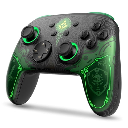 Pro Controller for Switch, Wireless Controllers for Switch/Lite/OLED, Remote Gamepad Controller with NFC/6-Axis Gyro/Rumble/Turbo/Macro Functions-Black Green