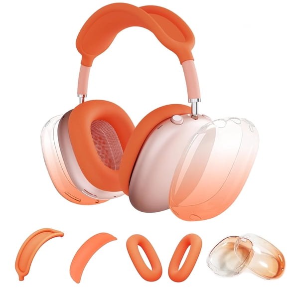 Funda 4 en 1 de silicona TPU para AirPods Max Jiboku color naranja