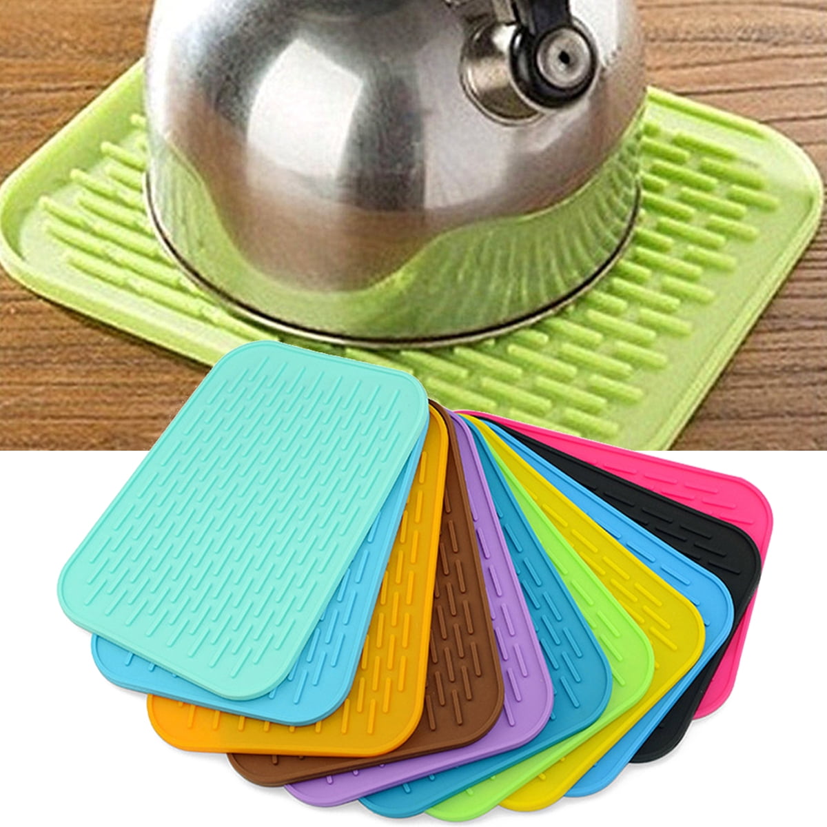Silicone Trivet Mat Set - 4 Pack (7”x7”)  Silicone trivet, Silicone pot  holders, Silicone hot pads