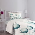 thumbnail image 3 of Ambesonne Flower Quilted Bedspread Set 2 Pcs, Poppy Flora Windy Day, Twin Size, White Teal, 3 of 5