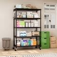 thumbnail image 4 of TrumanPick 5 Tier Metal Storage Shelves, Heavy Duty Garage Shelving Unit with Wheels for Pantry Kitchen Closet, Wire Shelf Capacity for1250 lbs, 36"W x 16"D x 76"H, Black, 4 of 8