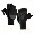 thumbnail image 4 of Guantes de invierno de lana para hombre, gruesos y cálidos, de punto, con medio dedo y muñequera, para entrenamiento deportivo al aire libre, suministros para montar a caballo (negro, talla M), 4 of 7