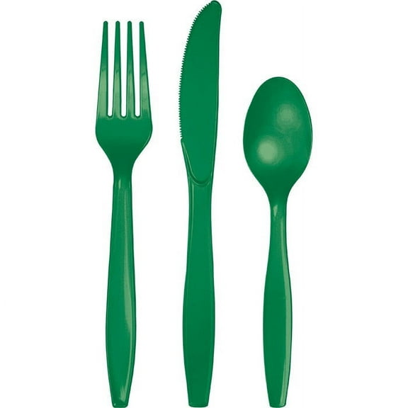 288 Count Bulk Pack Emerald Green Assorted Plastic Cutlery