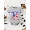 thumbnail image 2 of Bagilaanoe 4th of July Newborn Baby Girls Boys One-pieces Letters Print Short Sleeve Jumpsuit 3M 6M 9M 12M Infant Romper Independence Day Clothing, 2 of 7