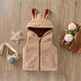thumbnail image 6 of Girls Hooded Vest Soft Bunny Ear Design Zip Front Sleeveless Jacket (Khaki), 6 of 9