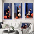 thumbnail image 1 of Designart "Minimalist Tribute to Calder II" Modern Geometric Framed Wall Art Set Of 3 - Blue Abstract Frame Gallery Set For Office Decor, 1 of 6