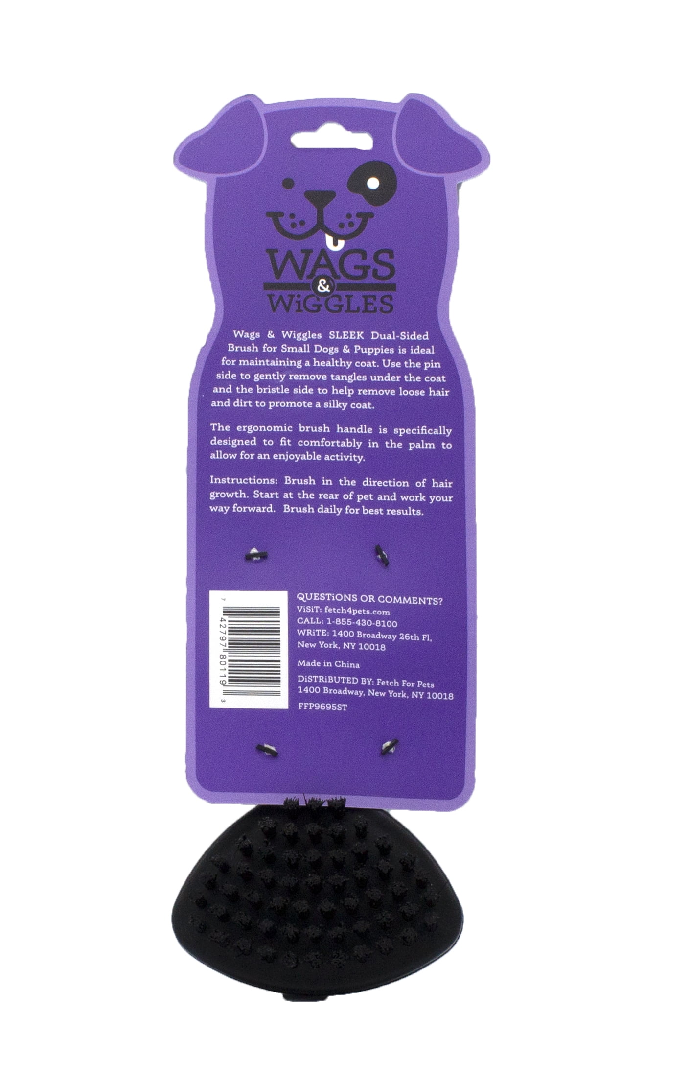 Wags & Wiggles Two-Sided Bristle and Straight Pin Brush for Small Dogs | Dog Brush for Long Haired Dogs | Best Grooming Supplies for All Dogs, 2-in-1 Dog Grooming Brush