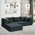 thumbnail image 2 of YINIX 110" Corduroy Sectional Sofa with Movable Ottomans, U-Shaped Sofa Couch for Living Room, Black, 2 of 7