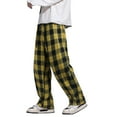 thumbnail image 6 of Havenx Pajama Pants Men Microfleece Plaid Pajamas Pants 2025 Big and Tall Sleeping Pants Elastic Waist Straight-Leg Lightweight Lounge Pants,Yellow 2XL, 6 of 6