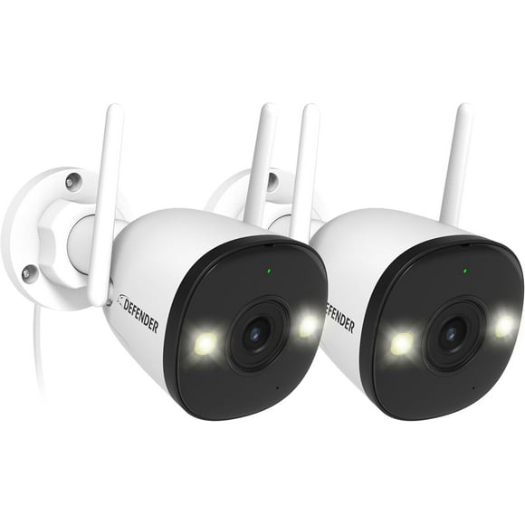 Defender AI Powered Guard Pro 4K 8MP WiFi 6, Plug & Play Outdoor Home Security Camera, Smart AI Human/Vehicle Detection, Bluetooth, Color Night Vision, Two-Way Talk, IP67 Rated, 2 Pack