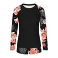 thumbnail image 5 of Erwazi 2 Piece Tankini Swimsuits for Women Crew Neck Long Sleeve Printed Modest Swim Set Swim Top Botleg Bottom Suit Set, 5 of 7