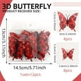 thumbnail image 4 of 3D Red Butterfly Wall Stickers 24pcs Removable Valentine's Red Rose Butterfly Stickers Wall Decal Butterfly Wall Decals for Home Decoration Wedding Bedroom Decor Living Room Sticker, 4 of 7