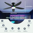 thumbnail image 6 of Ceiling Fan with Light, 48" RGB Low Profile Ceiling Fans with Lights and Remote Control, Dimmable, DC Reversible Motor, Noiseless, 6 Speeds Flush Mount Black Ceiling Fan for Bedroom, 6 of 9