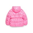 thumbnail image 3 of Pink Platinum Girls Heart Foil Printed Hooded Puffer Jacket with Fleece Lining, Sizes 4-16, 3 of 3