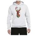 thumbnail image 2 of Trippy Colorful Buck Head Rainbow Hunting Deer Mosaic | Mens Animal Lover Hooded Sweatshirt Graphic Hoodie, White, Large, 2 of 4
