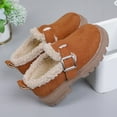 thumbnail image 4 of Dakaela Girl's Loafers Slip on Round Toe Chunky Platform Oxford Fleece Lined Winter School Uniform Dress Shoes for Toddler Little Big Kid Brown 9.5, 4 of 7