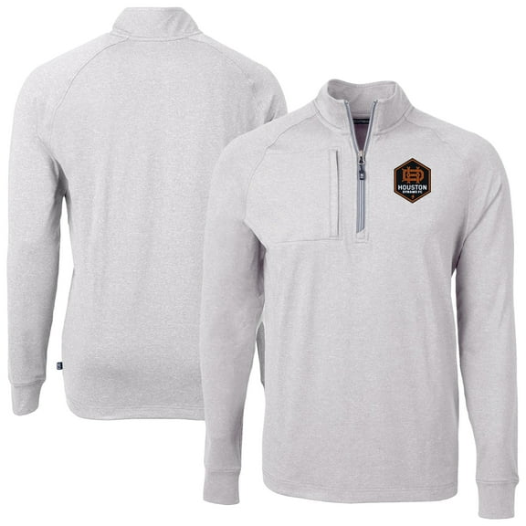 Men's Cutter & Buck Heather Gray Houston Dynamo FC Big & Tall Adapt Eco Knit Quarter-Zip Top