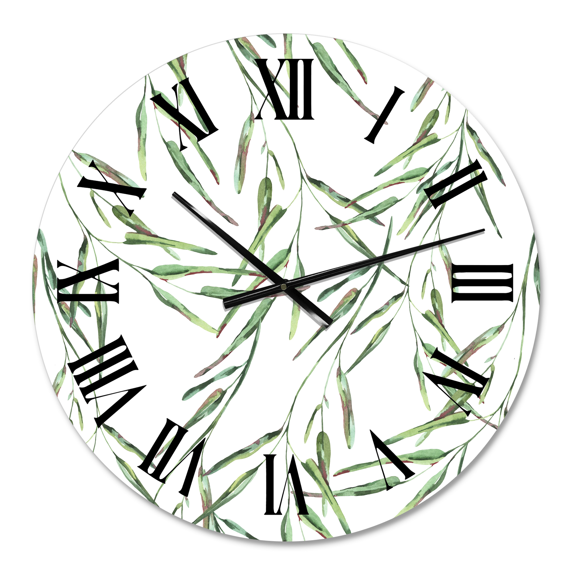 Designart 'Tropical Green Leaves In Summer Times Ii' Tropical Wall Clock