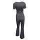thumbnail image 3 of Conjunto deportivo de 2 piezas para mujer: top ajustado de manga corta y leggings acampanados de talle bajo, 92 % viscosa, conjunto de yoga y ocio, 3 of 5