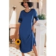 thumbnail image 2 of Ekouaer Long Nightgown Womens Loose Sleep Dress V Neck Loungewear, 2 of 5