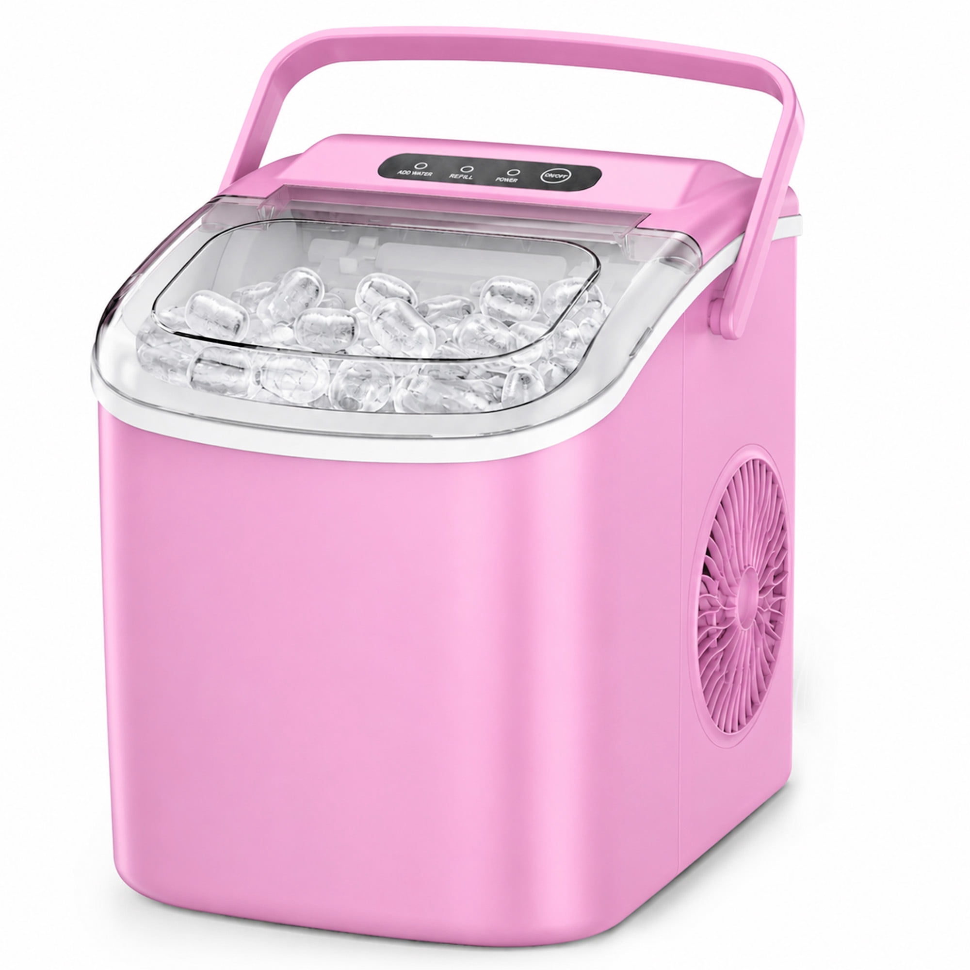 Simzlife Portable Ice Maker Countertop, 26 lbs/24H, 9 Bullet-Shaped Ice in 6 Min, Self-Cleaning Portable Ice Maker for Kitchen, Home, Office, RV, Pink
