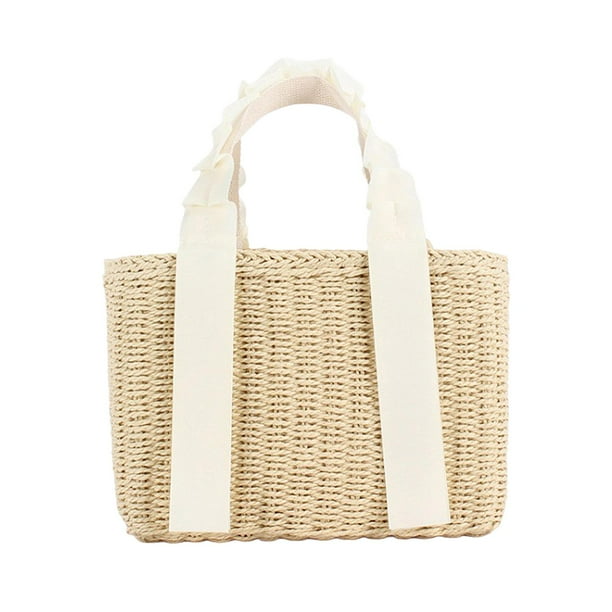 Bolsa tejida a mano Yinane para playa y compras Beige