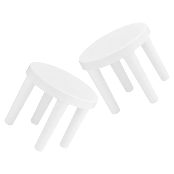 TEHAUX 2Pcs White Plastic Children's Footstool Non- Small Round Stool 25cm x 21cm