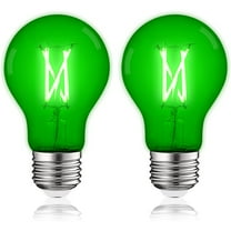 Luxrite A19 Edison LED Green Light Bulb 4.5W=60W E26 Base Indoor Outdoor Decoration Party Holiday Lighting 2 Pack